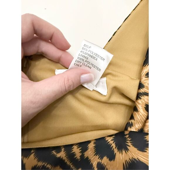 Tadashi Tan Black Leopard Ruched Square Neck Cap Sleeve Sheath Dress Size 8 - Picture 6 of 6